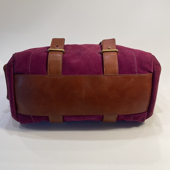 FOSSIL Maddox Brown Leather with Purple Suede Satchel - Picture 8 of 11